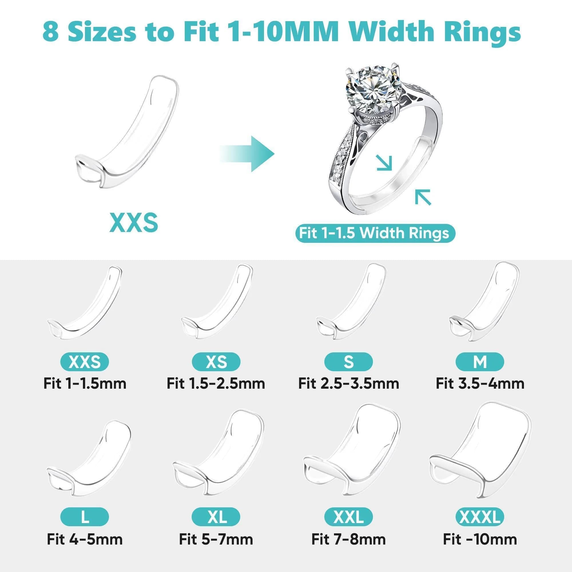 Feramox Invisible Ring Size Adjuster Set | 8 pcs, Transparent, Fits 1mm-10mm Bands - view 2