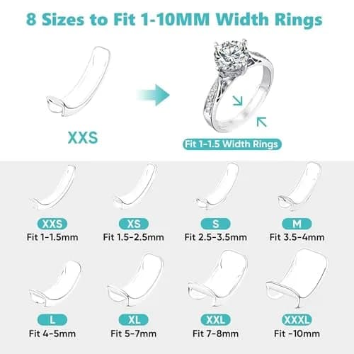 Feramox Invisible Ring Size Adjuster Set | 8 pcs, Transparent, Fits 1mm-10mm Bands thumbnail 2