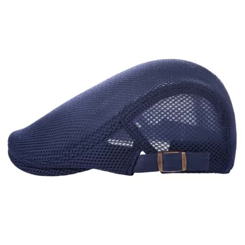 VOBOOM Men's Breathable Mesh Summer Hat Adjustable Newsboy Beret Ivy Cabbie Flat Cap Navy 57-60cm (2.25-2.36in) thumbnail 2