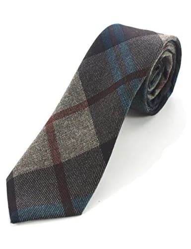 JEMYGINS 2.4" Mens Cotton Skinny Tie Plaid Striped Cashmere Wool Necktie (22) | Unique Design for Business & Party thumbnail 1