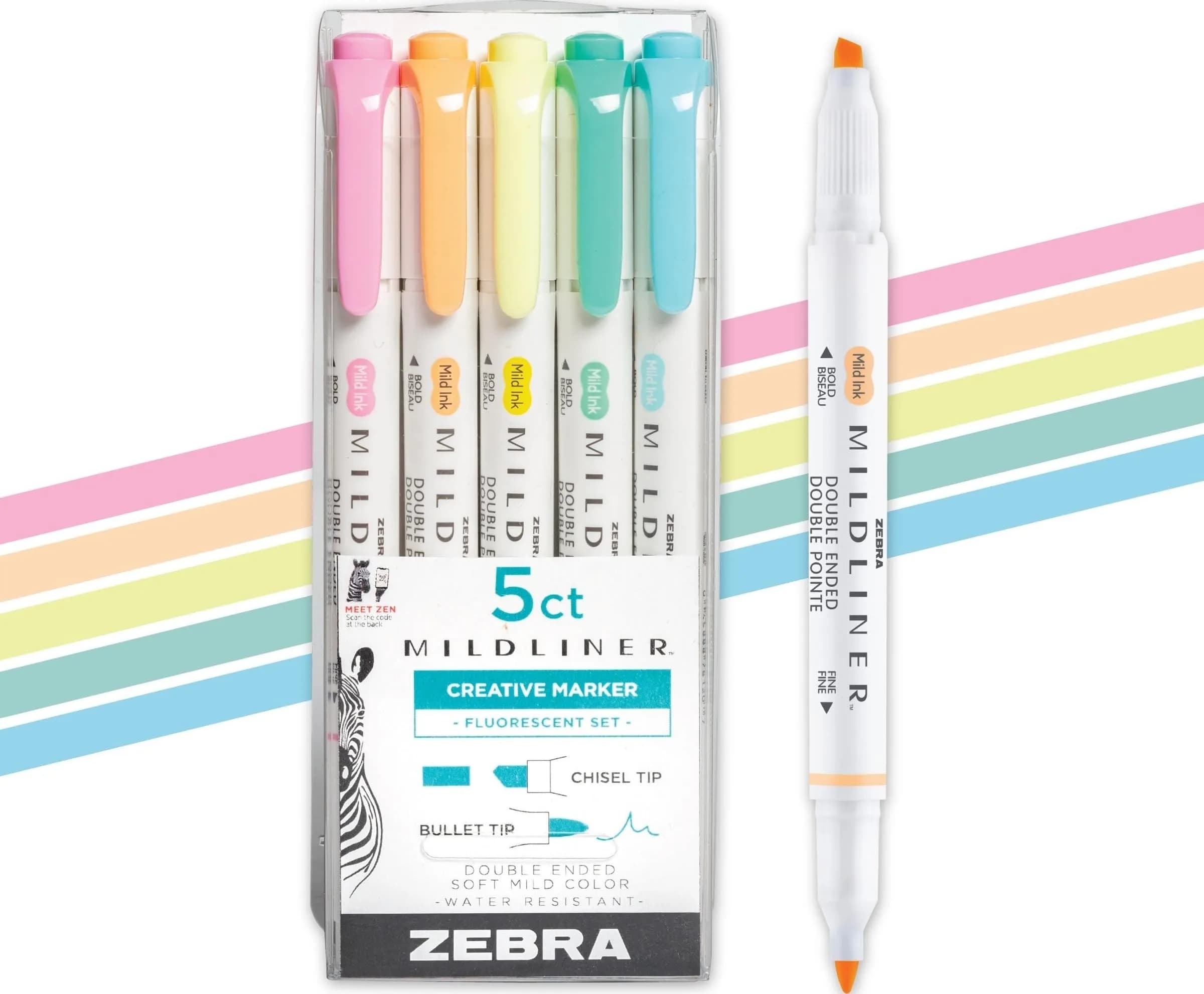 Zebra Pen Mildliner Dual-Tip Highlighter Set 5 Count (Pack of 1) | Smooth Ink Flow for Students & Office — Highlighter