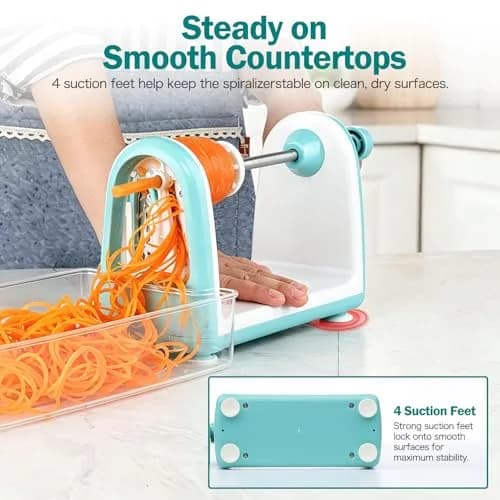 Ourokhome Zucchini Noodle Maker Spiralizer 5 Blades | Vegetable Slicer for Veggie Noodles & Curly Chips thumbnail 5