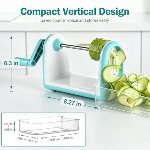 Ourokhome Zucchini Noodle Maker Spiralizer 5 Blades | Vegetable Slicer for Veggie Noodles & Curly Chips thumbnail 3
