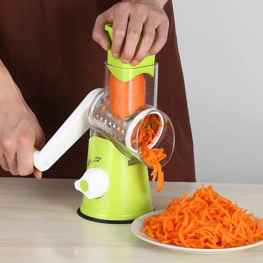 Ourokhome Rotary Cheese Grater Hand Crank | 3 Blades for Cheese, Vegetables & Nuts, Green thumbnail 10