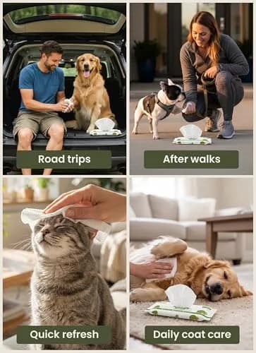 Pogi's Dog Grooming Wipes for Paws & Butt 240 Count | Green Tea Scent, Large 8 x 9 Inch, Hypoallergenic thumbnail 4