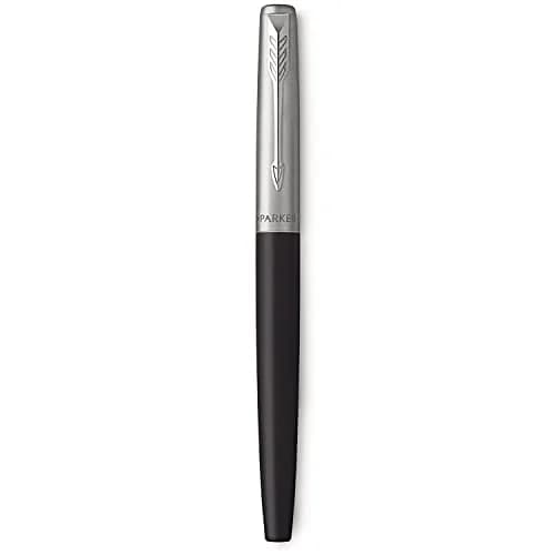 Parker Jotter Fountain Pen Black Stainless Steel Medium Nib Blue Ink | Iconic Design for Smooth Writing thumbnail 2