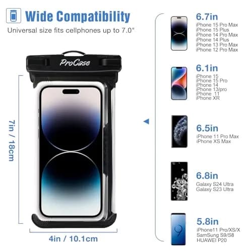 ProCase Waterproof Phone Pouch 2 Pack Up to 7" | Underwater Dry Bag for iPhone & Galaxy thumbnail 2