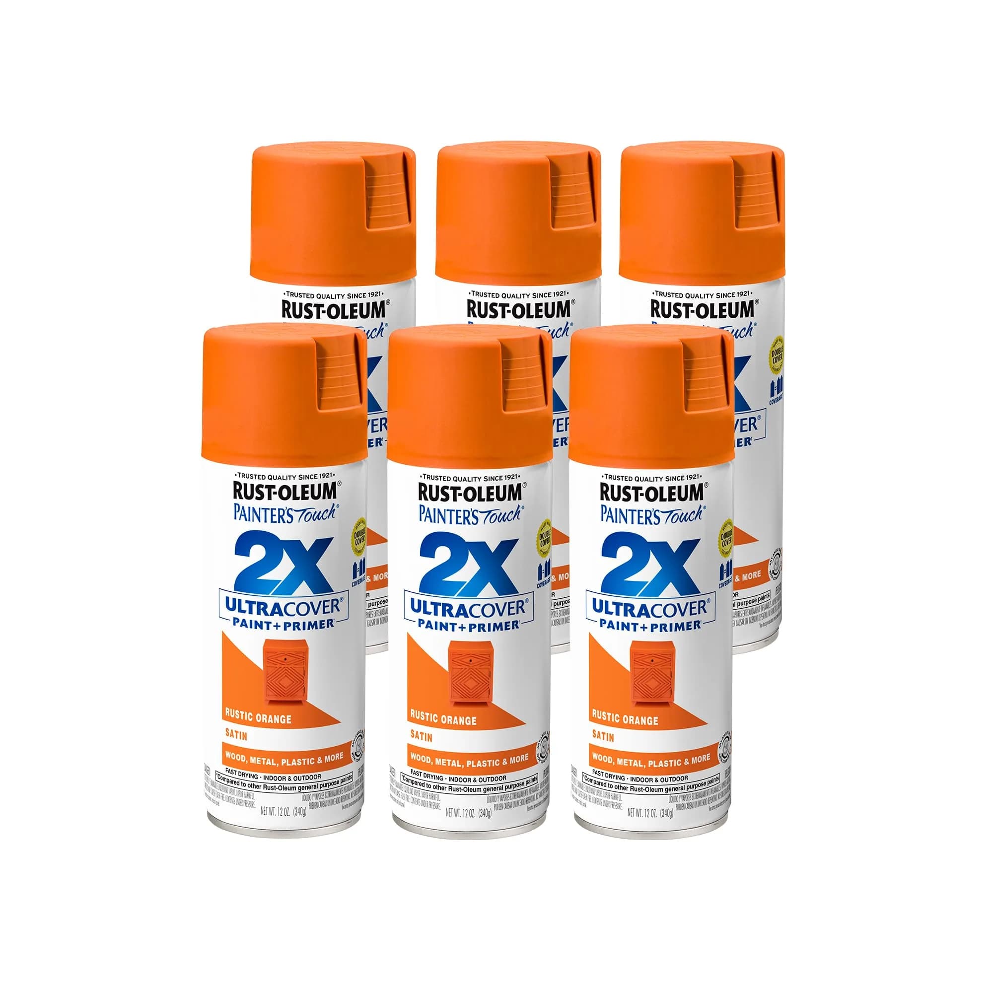 Rust-Oleum Painter's Touch 2X Ultra Cover Spray Paint, Satin Rustic Orange, 340g - main product image