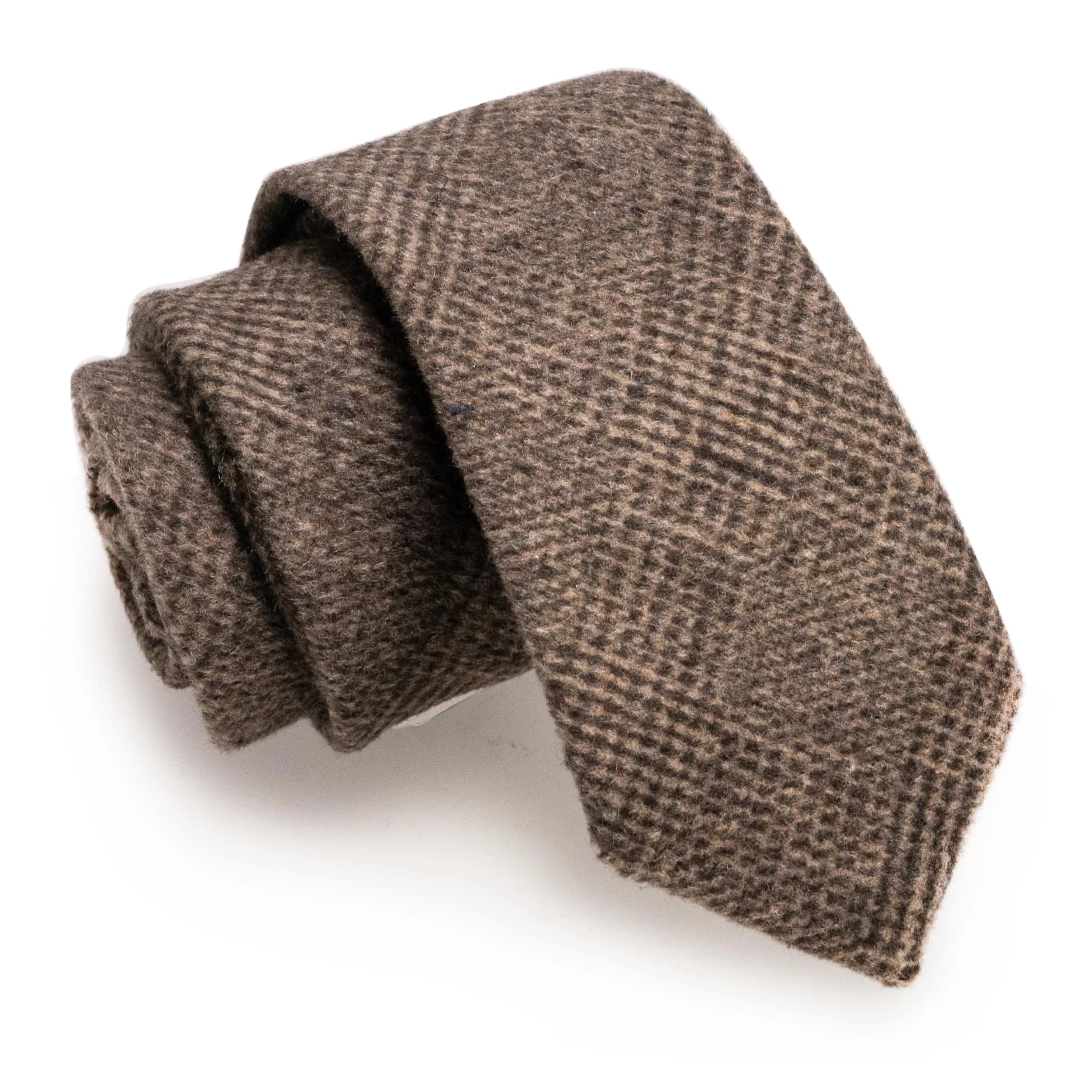 JEMYGINS Orange Cotton Cashmere Wool Skinny Tie 6cm (2.4") x 147cm (58") | Unique Design for Standout Style — 75% Cashmere-brown
