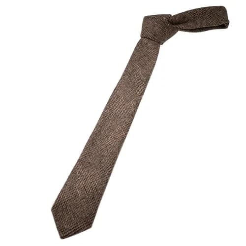 JEMYGINS Brown Cashmere Wool Skinny Tie 6cm (2.4") | Business Party Dating thumbnail 2