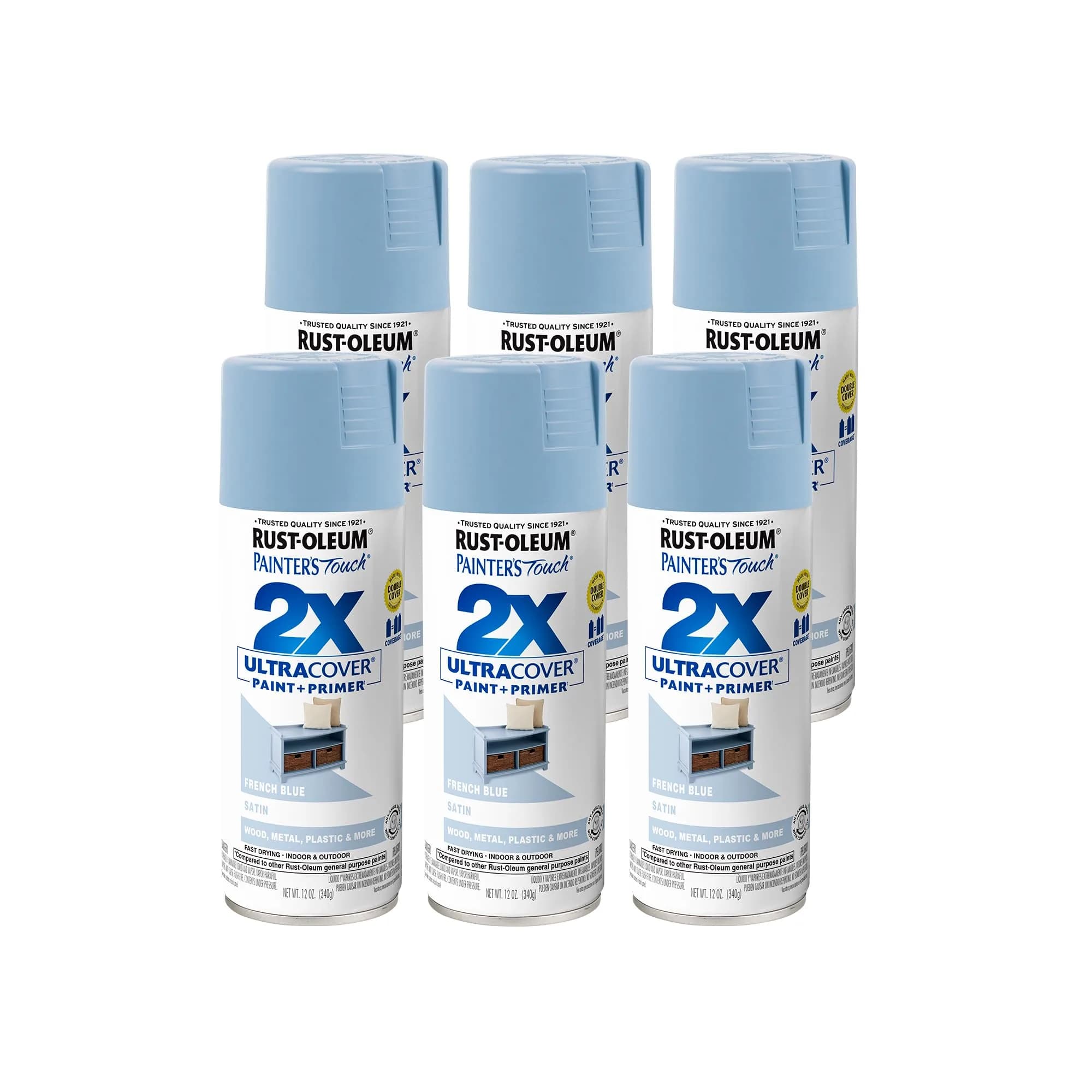 Rust-Oleum Painter's Touch 2X Satin French Blue Spray Paint, 340g - main product image