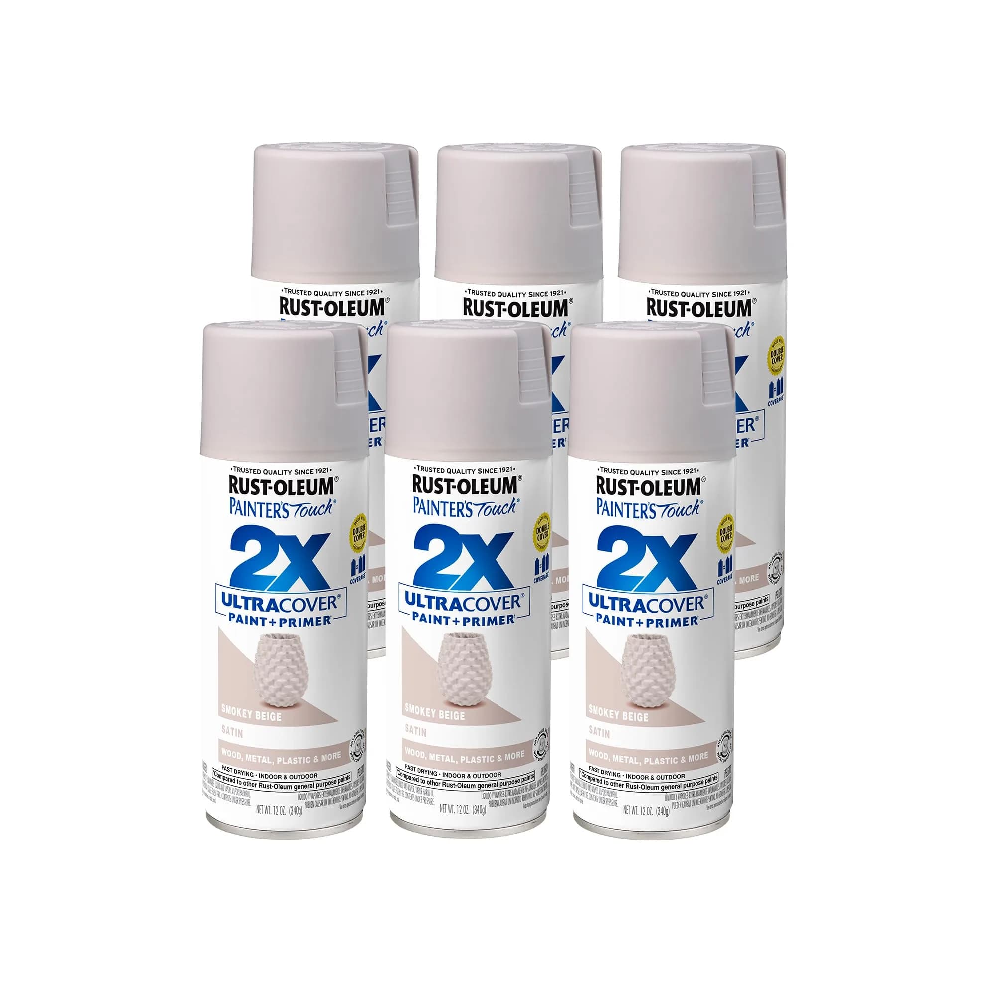 Rust-Oleum Painter's Touch 2X Ultra Cover Spray Paint, Satin Smokey Beige | Indoor/Outdoor Use - main product image