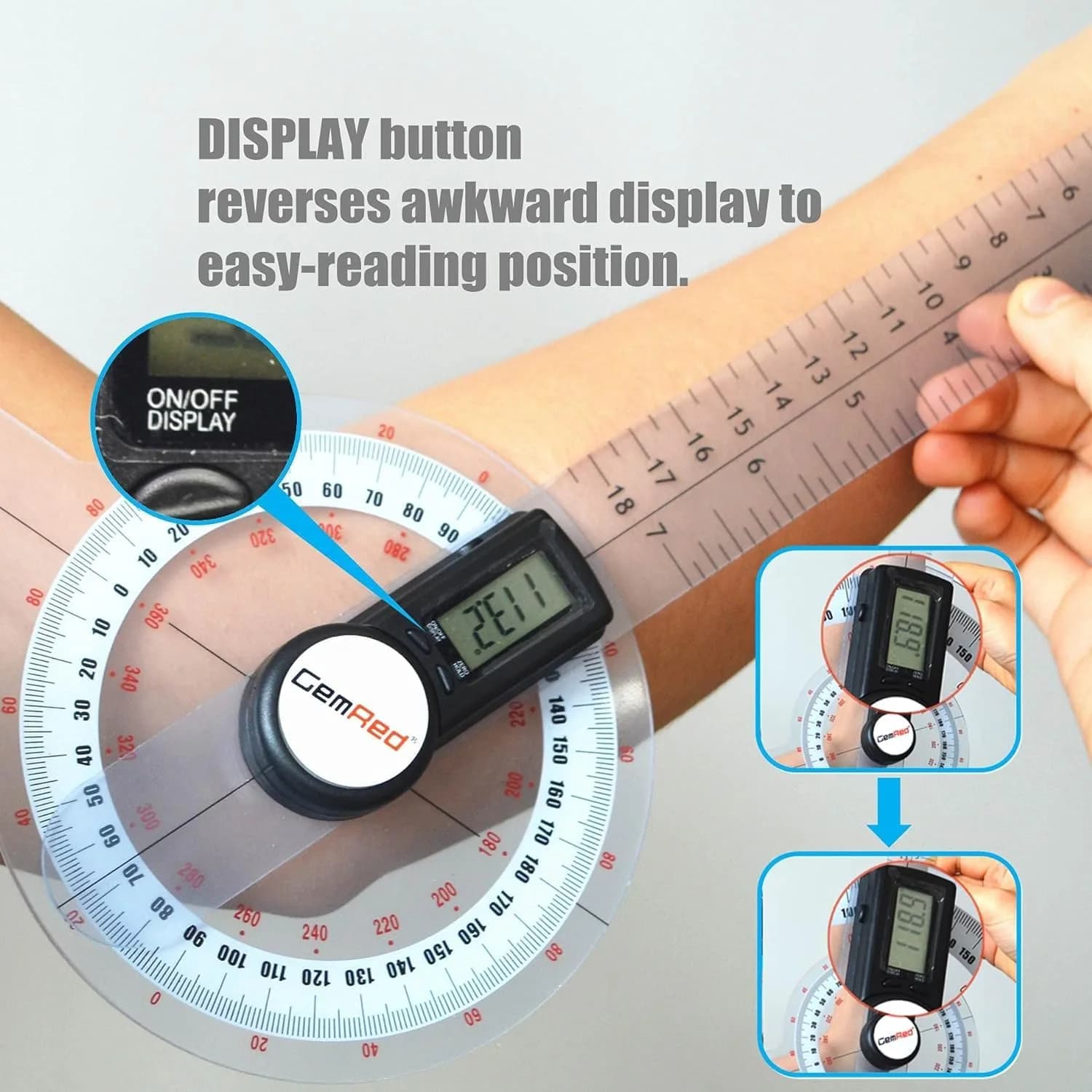 GemRed 12-Inch Digital Goniometer 300mm (11.81 inches) | Accurate Joint ROM Measurement Tool - view 5