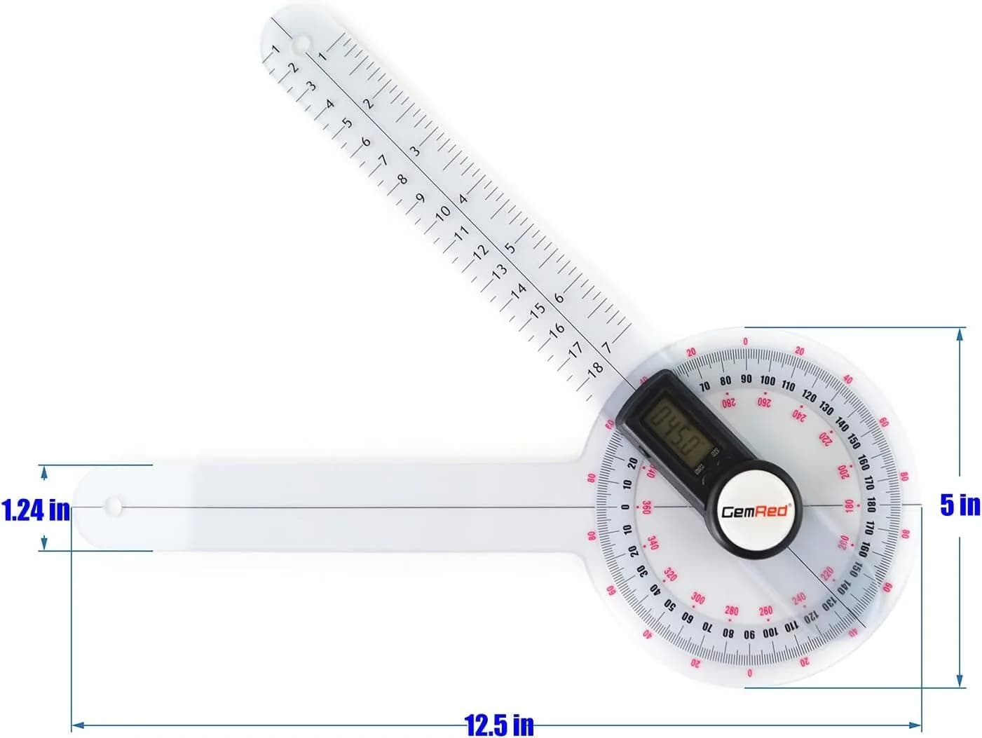 GemRed 12-Inch Digital Goniometer 300mm (11.81 inches) | Accurate Joint ROM Measurement Tool - view 6