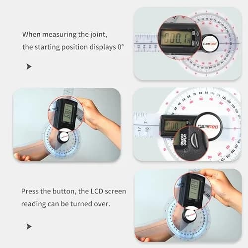 GemRed 12-Inch Digital Goniometer 300mm (11.81 inches) | Accurate Joint ROM Measurement Tool thumbnail 8