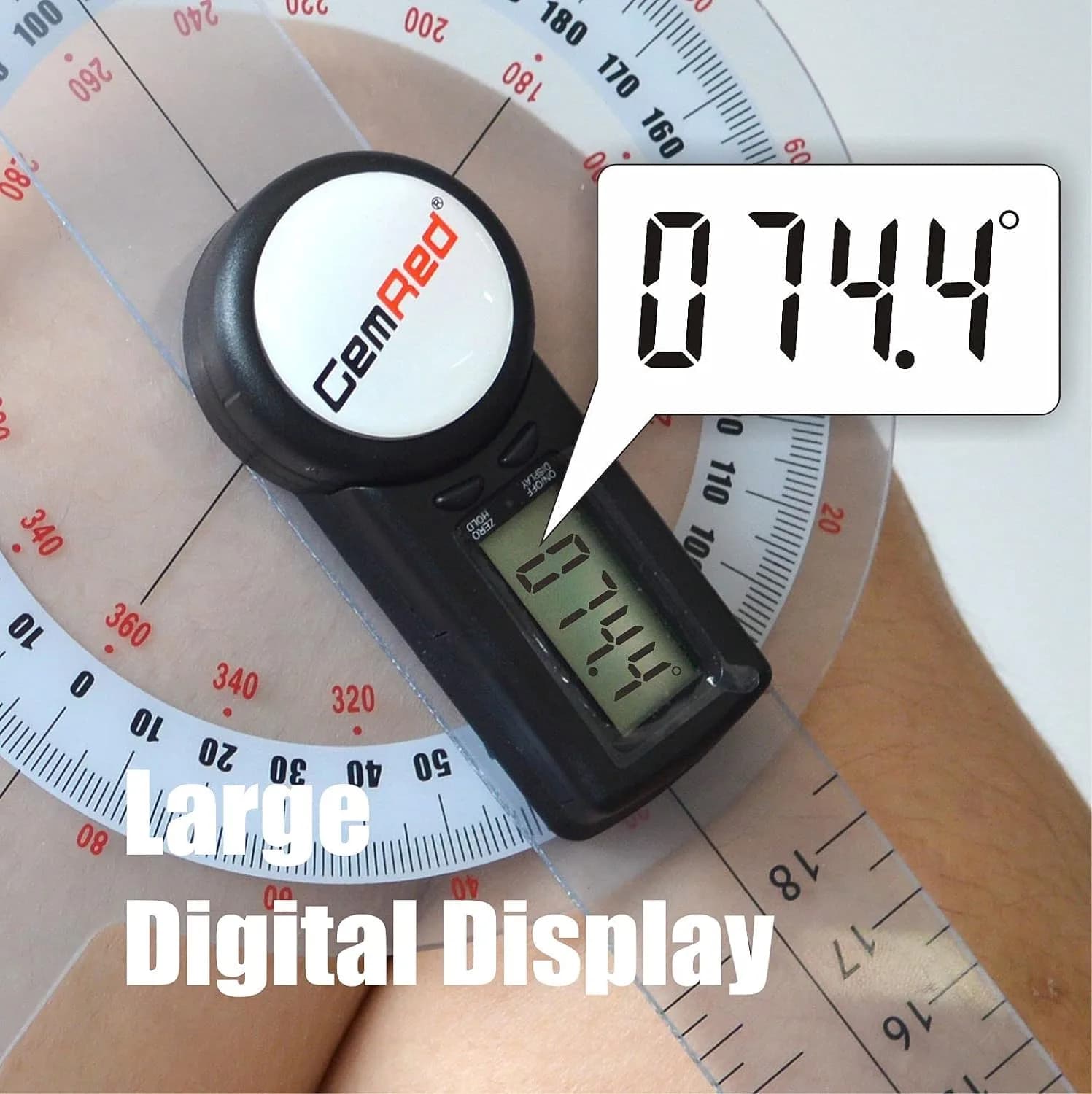 GemRed 12-Inch Digital Goniometer 300mm (11.81 inches) | Accurate Joint ROM Measurement Tool - view 2