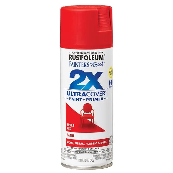 Rust-Oleum Painter's Touch 2X Satin Apple Red Spray Paint, 340g (12 Oz) - main product image