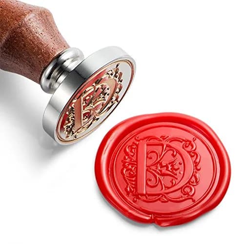 MCEAL Large Silver Brass Wax Seal Stamp 1 1/5" (30mm) Diameter | Regal Letter D for Invitations & Gifts thumbnail 1