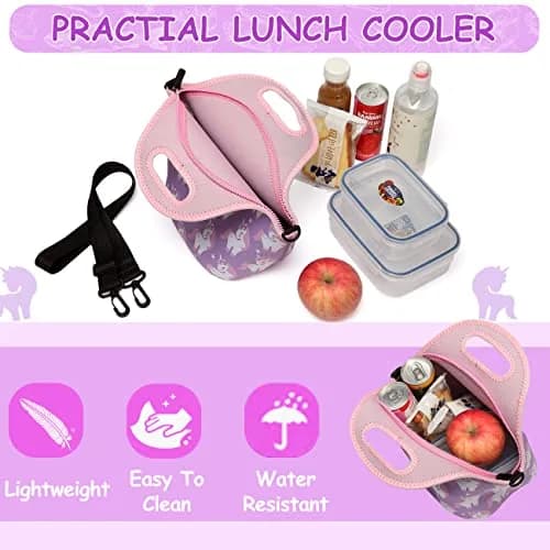VASCHY Insulated Lunch Bag for Children 29x15x30cm Unicorn | Waterproof Neoprene Thermal Tote thumbnail 5