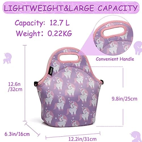 VASCHY Insulated Lunch Bag for Children 29x15x30cm Unicorn | Waterproof Neoprene Thermal Tote thumbnail 3