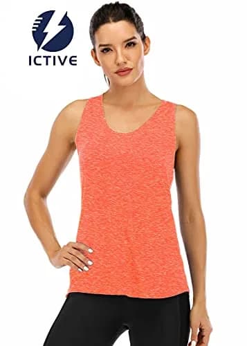 Fihapyli Sleeveless Yoga Tank Top for Women Mesh Racerback Backless Neon Orange | Breathable & Quick Dry Activewear thumbnail 3