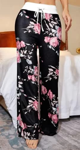 X-Image Stretchy Wide Leg Palazzo Lounge Joggers Pants for Women Large | Soft Breathable Fit thumbnail 3