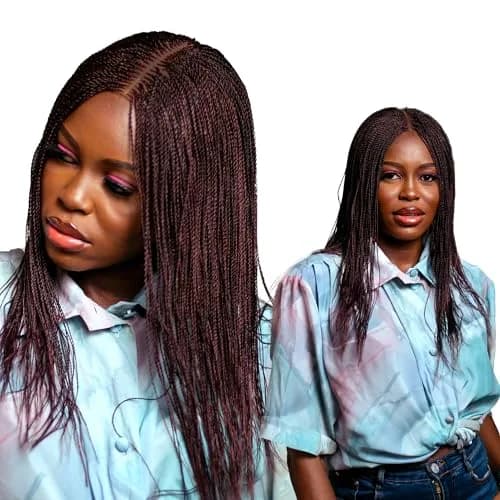 Wow Braids Twisted Wigs, Micro Million Twist Wig - Color 1/35 Mix - 18 Inches | Realistic Braided Style for Black Women thumbnail 1