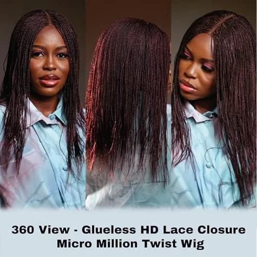 Wow Braids Twisted Wigs, Micro Million Twist Wig - Color 1/35 Mix - 18 Inches | Realistic Braided Style for Black Women thumbnail 5