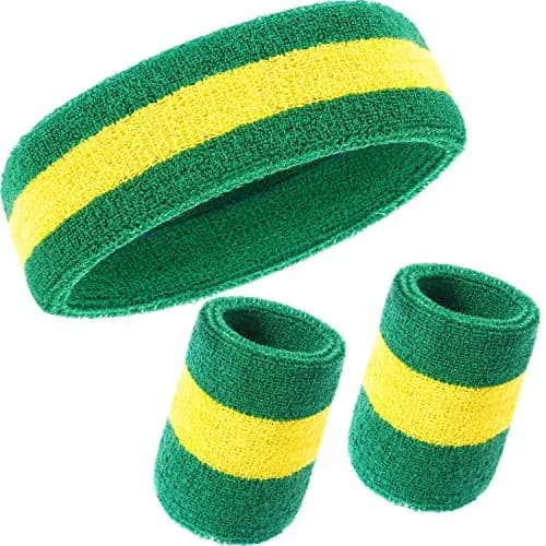 Willbond 3 Pcs Striped Sweatbands Set for Men | Breathable Moisture Wicking Athletic Cotton Sports Sweat Bands thumbnail 1