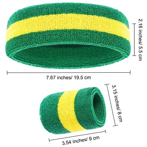 Willbond 3 Pcs Striped Sweatbands Set for Men | Breathable Moisture Wicking Athletic Cotton Sports Sweat Bands thumbnail 5