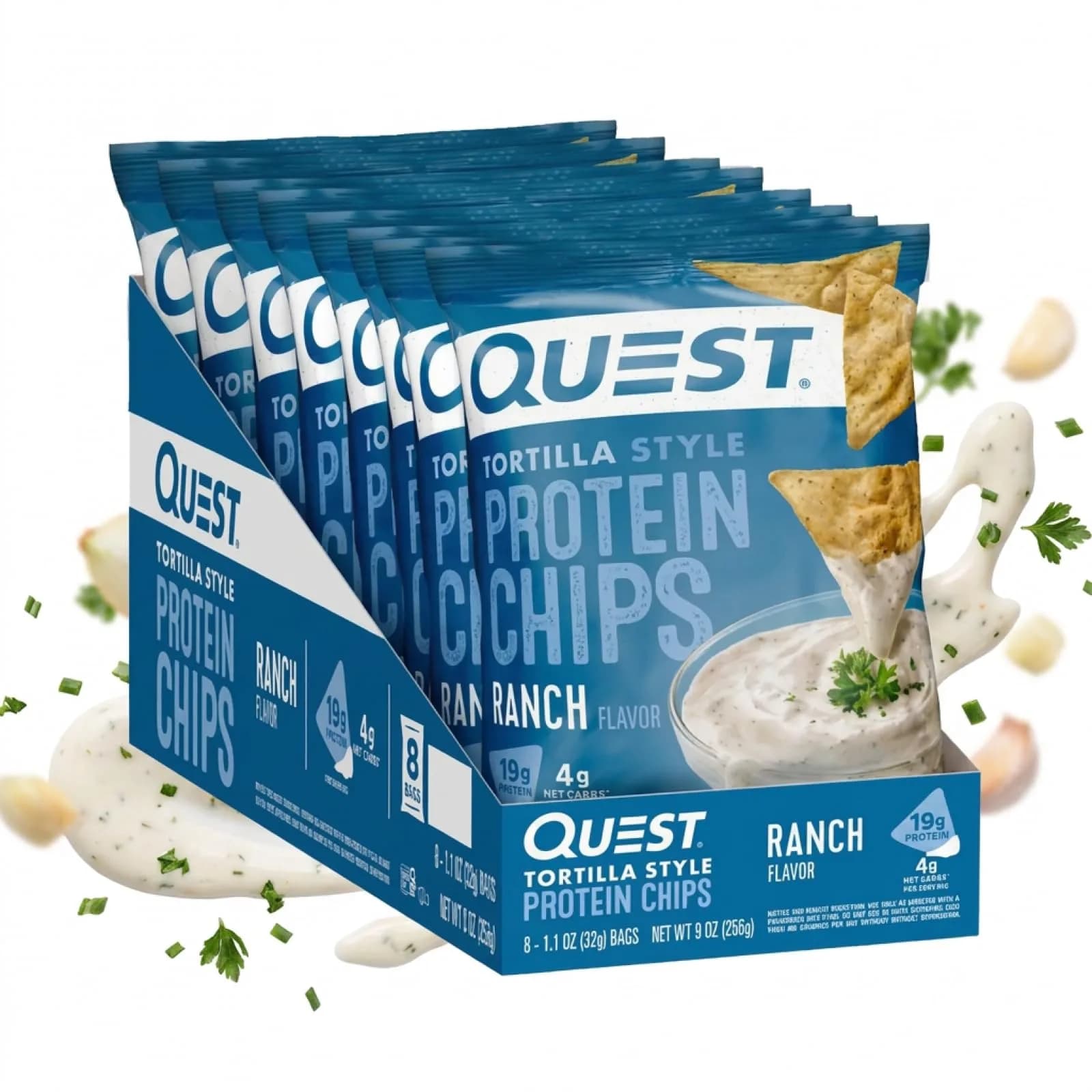 Quest Nutrition Tortilla Style Protein Chips Spicy Variety Pack (12 Count, 3 Flavors) | Baked, Low Carb Snack — Ranch / 9 Ounce