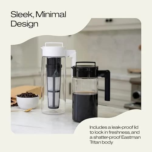 Takeya Deluxe Cold Brew Coffee Maker 1.89 L (2 qt) Black | Shatter-Proof Tritan Pitcher with Fine-Mesh Filter thumbnail 5