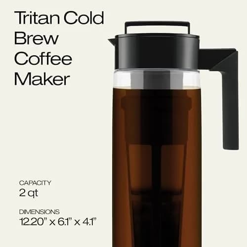 Takeya Deluxe Cold Brew Coffee Maker 1.89 L (2 qt) Black | Shatter-Proof Tritan Pitcher with Fine-Mesh Filter thumbnail 2