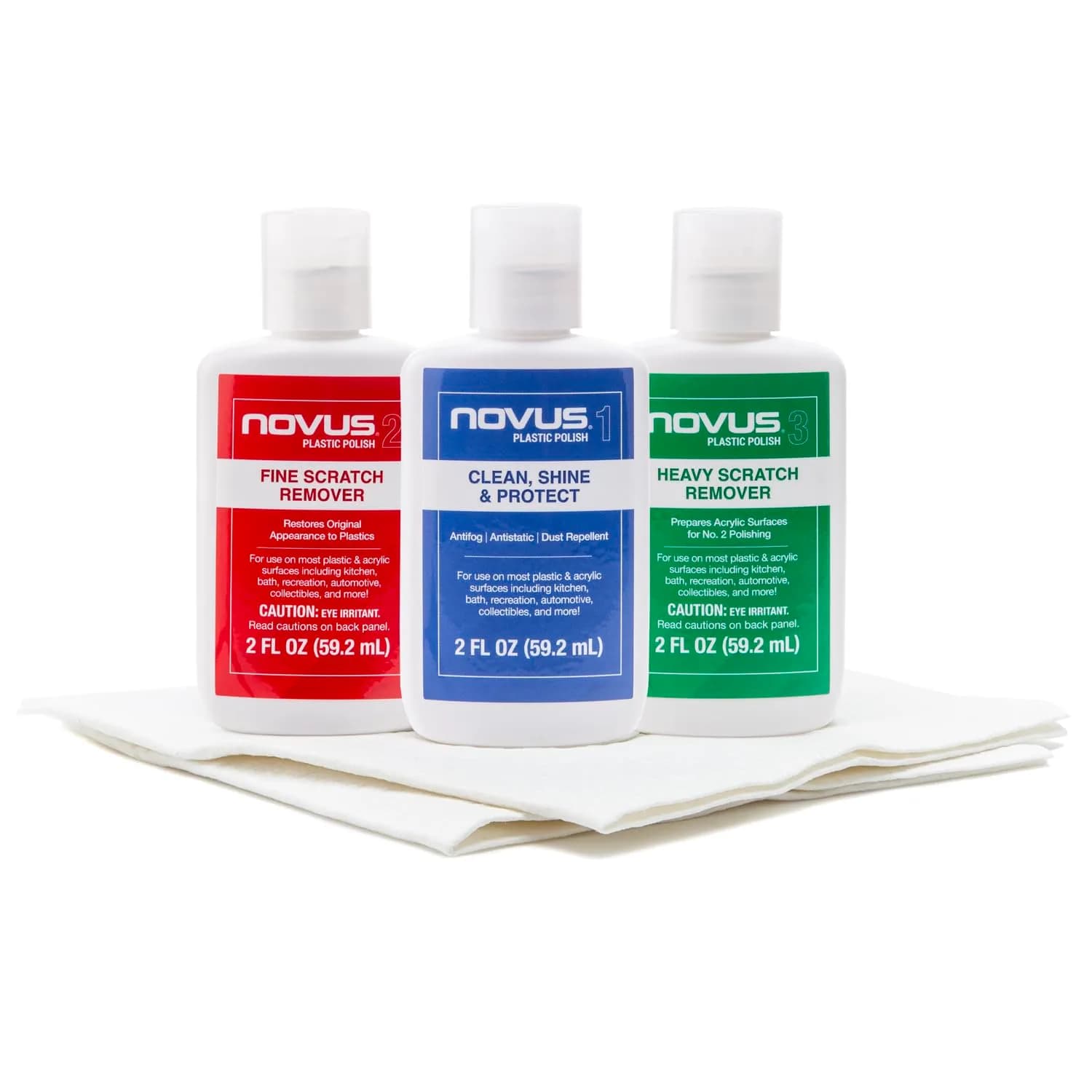 Novus Plastic Restorer Kit (3-in-1) | Fine Scratch Remover #2 | 2 Ounce Bottles - main product image