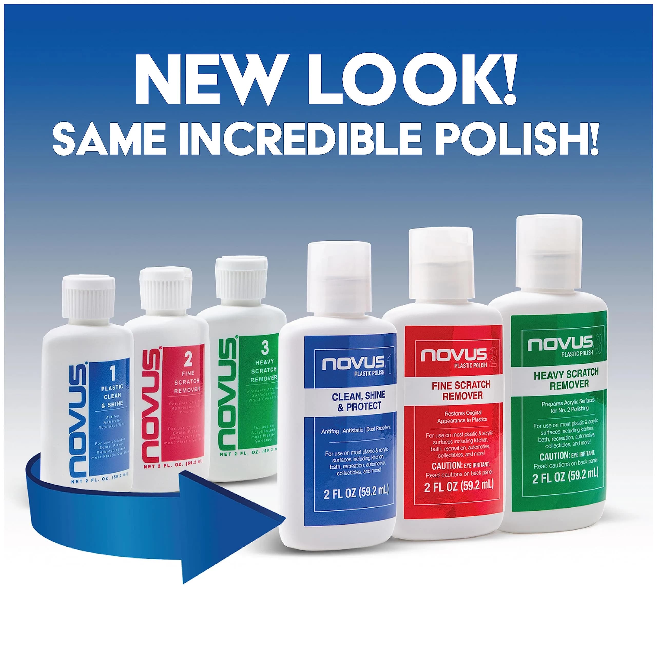 Novus Plastic Restorer Kit (3-in-1) | Fine Scratch Remover #2 | 2 Ounce Bottles - view 2