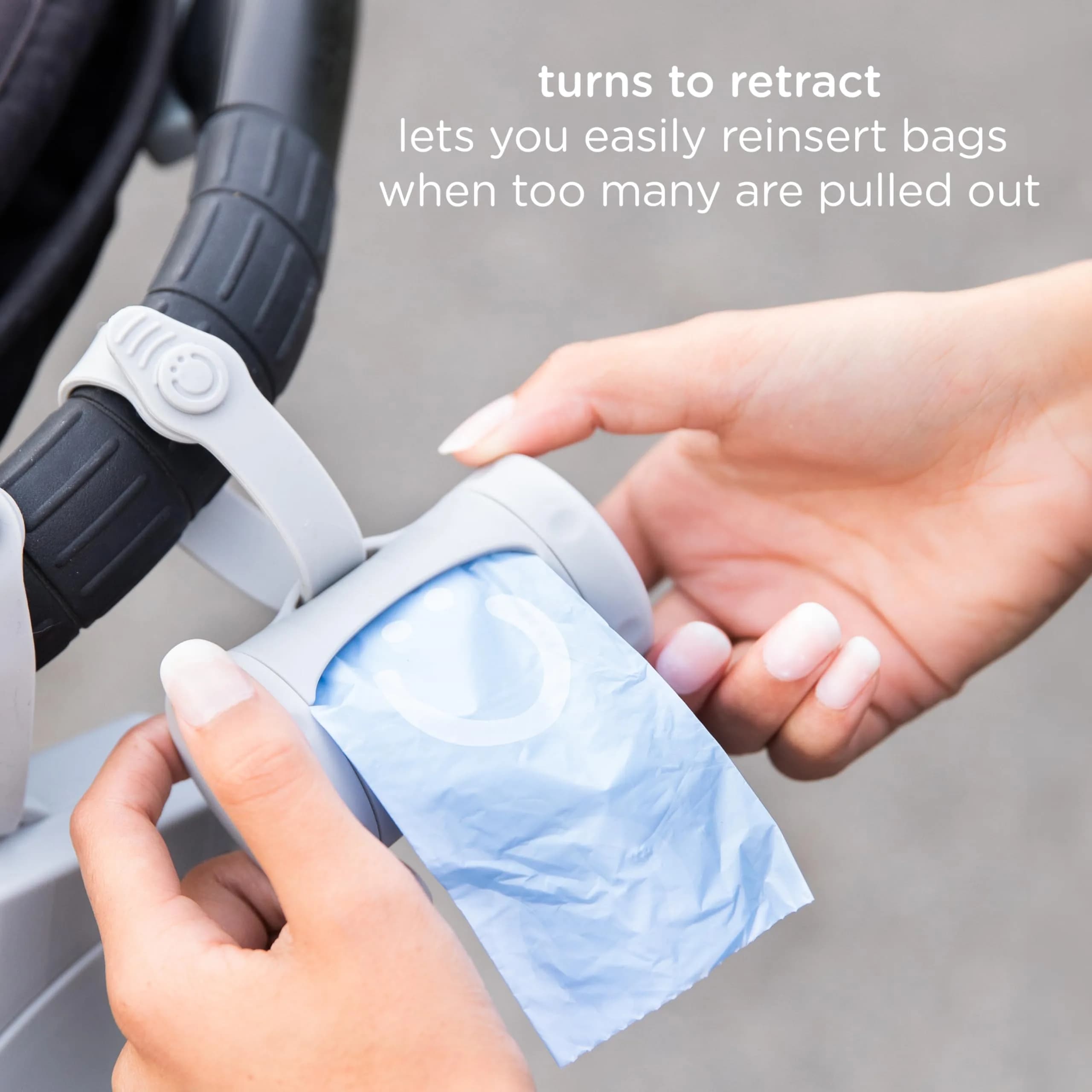 Ubbi Retractable Diaper Bag Dispenser with Lavender Scented Bags | Gray, 1 Count (0.15 kg) - view 2