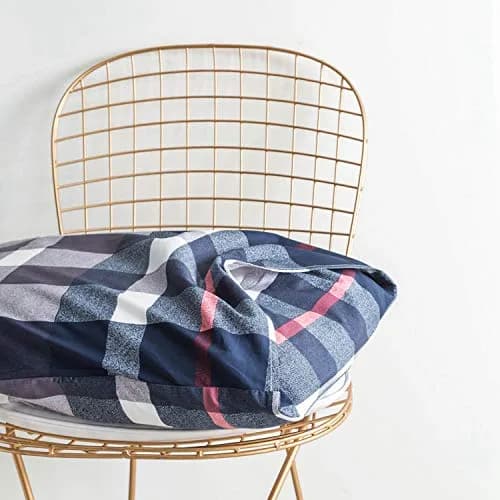 SUSYBAO Plaid Duvet Cover Queen 100% Cotton Navy Blue | Soft Checkered Gingham Bedding thumbnail 6
