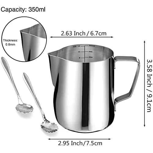 SIKEMAY Milk Frothing Pitcher Cup 12oz | Stainless Steel Steaming Milk Jug for Latte Art & Cappuccino thumbnail 6