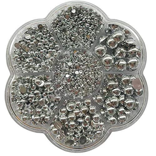 Chenkou Craft 3000PCS 7 Sizes (2.5/3/4/5/6/8/10mm) Silver Round Flatback Imitation Half Pearls Beads | Versatile Craft Beads for Jewelry & Decor thumbnail 1