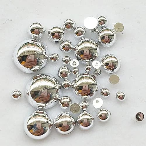 Chenkou Craft 3000PCS 7 Sizes (2.5/3/4/5/6/8/10mm) Silver Round Flatback Imitation Half Pearls Beads | Versatile Craft Beads for Jewelry & Decor thumbnail 4