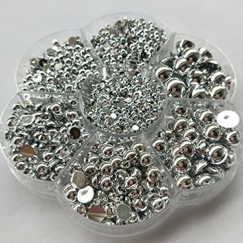 Chenkou Craft 3000PCS 7 Sizes (2.5/3/4/5/6/8/10mm) Silver Round Flatback Imitation Half Pearls Beads | Versatile Craft Beads for Jewelry & Decor thumbnail 5