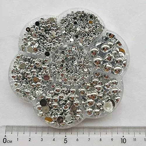 Chenkou Craft 3000PCS 7 Sizes (2.5/3/4/5/6/8/10mm) Silver Round Flatback Imitation Half Pearls Beads | Versatile Craft Beads for Jewelry & Decor thumbnail 6