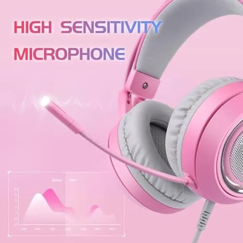 SOMIC G951PINK Gaming Headset for PC, PS4, PS5 | 7.1 Virtual Surround, Noise Cancelling, LED Light, Cat Ear Design (Pink, USB) thumbnail 4