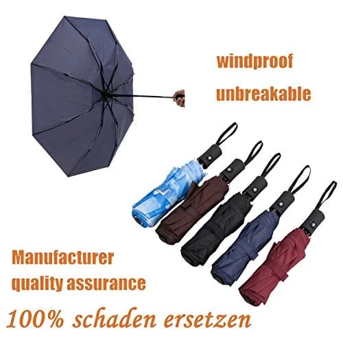 SY COMPACT Travel Umbrella Windproof Auto-Open Compact 37.5" Canopy Black & Sky Blue | Lightweight & Waterproof thumbnail 6