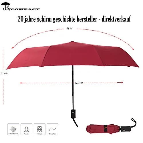 SY COMPACT Travel Umbrella Windproof Auto-Open Compact 37.5" Canopy Black & Sky Blue | Lightweight & Waterproof thumbnail 4