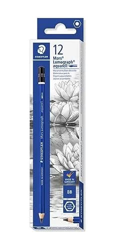 STAEDTLER Mars Lumograph Watercolor Pencils, Box of 12 8B Lead Pencils | Water-Soluble Artist Pencils for Drawing & Painting thumbnail 1