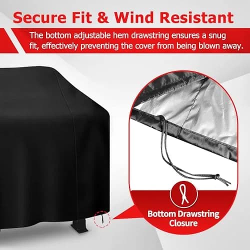 iCOVER 55 Inch Grill Cover, Black | Waterproof, UV-Resistant, Windproof BBQ Cover for Outdoor Grills thumbnail 4