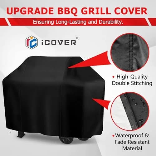 iCOVER 55 Inch Grill Cover, Black | Waterproof, UV-Resistant, Windproof BBQ Cover for Outdoor Grills thumbnail 5