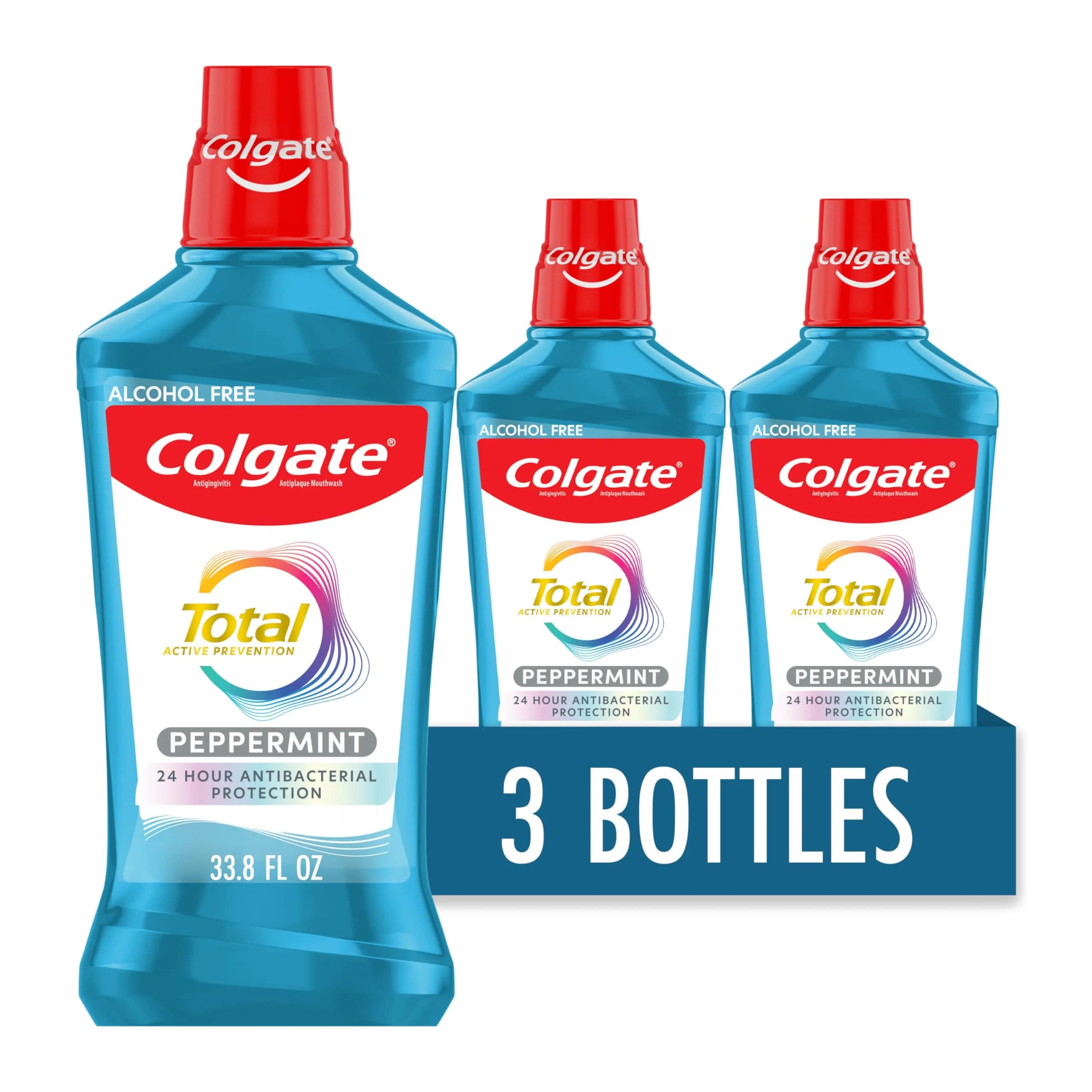 Colgate Total Pro-Shield Alcohol Free Mouthwash 16.9 Fl Oz | 12-Hour Germ Protection — 33.8 Fl Oz / Peppermint
