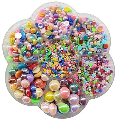 Chenkou Craft Beads 3000PCS 7 Sizes | Bright Color, Round Flatback Imitation Pearls thumbnail 1